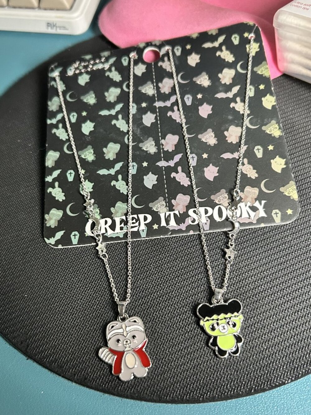 NWT Creep It Spooky Halloween Besties Necklace Set Vampire Raccoon Panda